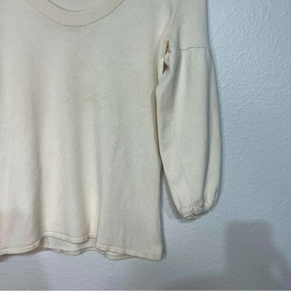 Weekend MaxMara Puff Sleeve Cream Silk Cotton Blend Pullover Sweater Medium - Picture 4 of 4